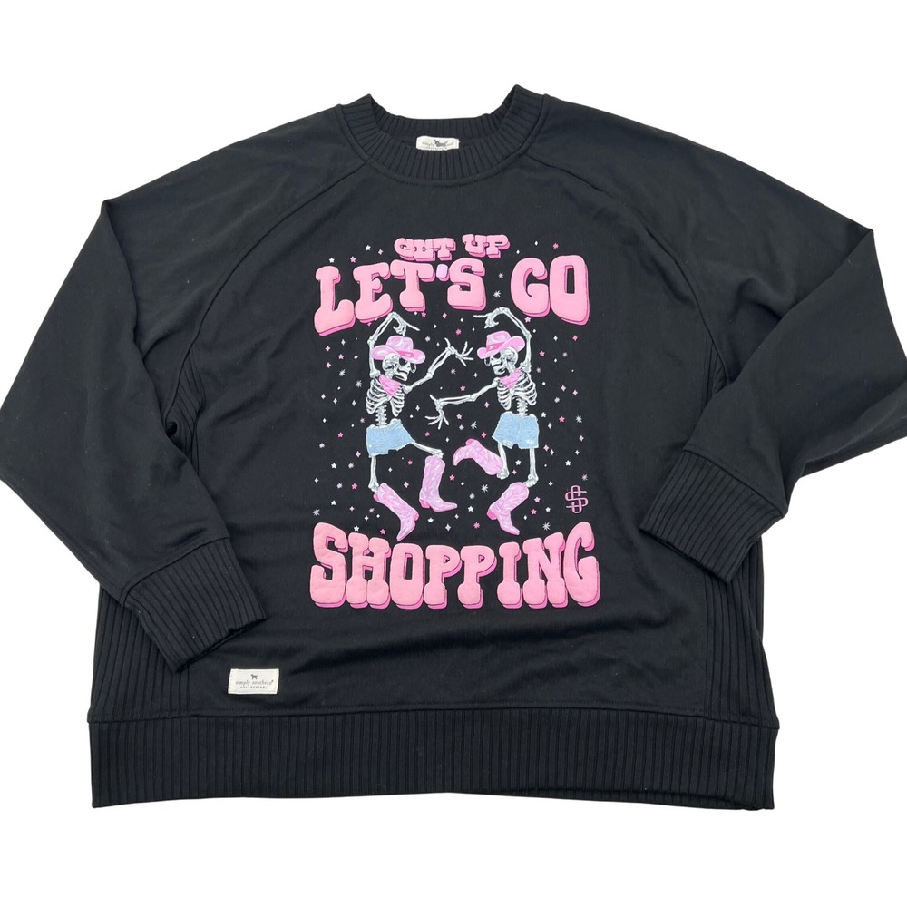 Simply Southern Black Skeleton Graphic Sweatshirt Medium Get Up Lets Go Shopping